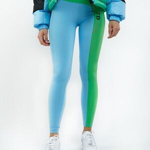 7 DAYS ACTIVE Women's High Waisted Ankle Emmett Tights Blue/Green Size X-Small